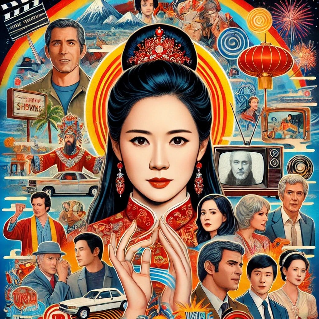 Collage artístico de programas de televisión protagonizados por Zhao Lusi. La imagen central muestra a Zhao Lusi con un atuendo tradicional, símbolo de sus versátiles papeles. bogartmagazine.mx